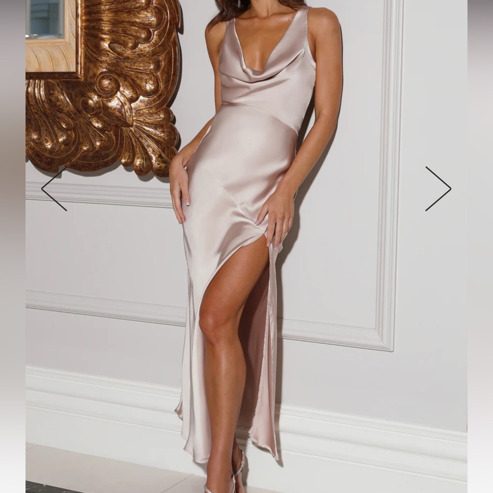 Champagne Satin Slip Dress